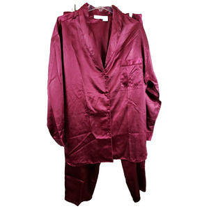 Kathryn Women’s Pajama Set 1X Wine burgandy 2 piece long sleeve